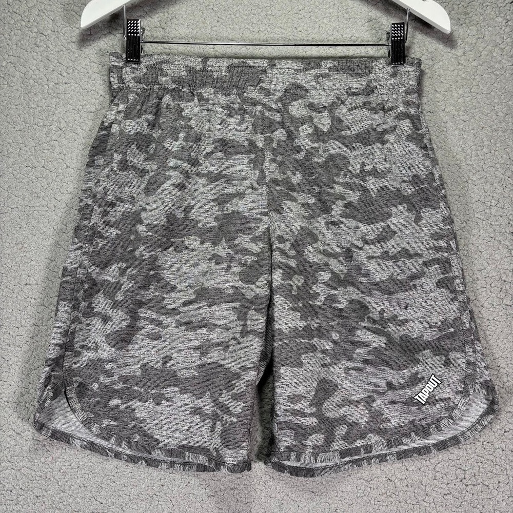 Tapout Camo Shorts Mens M MMA Gray Drawstring 9" WWE WWF Wrestling Athletic‎ Gym